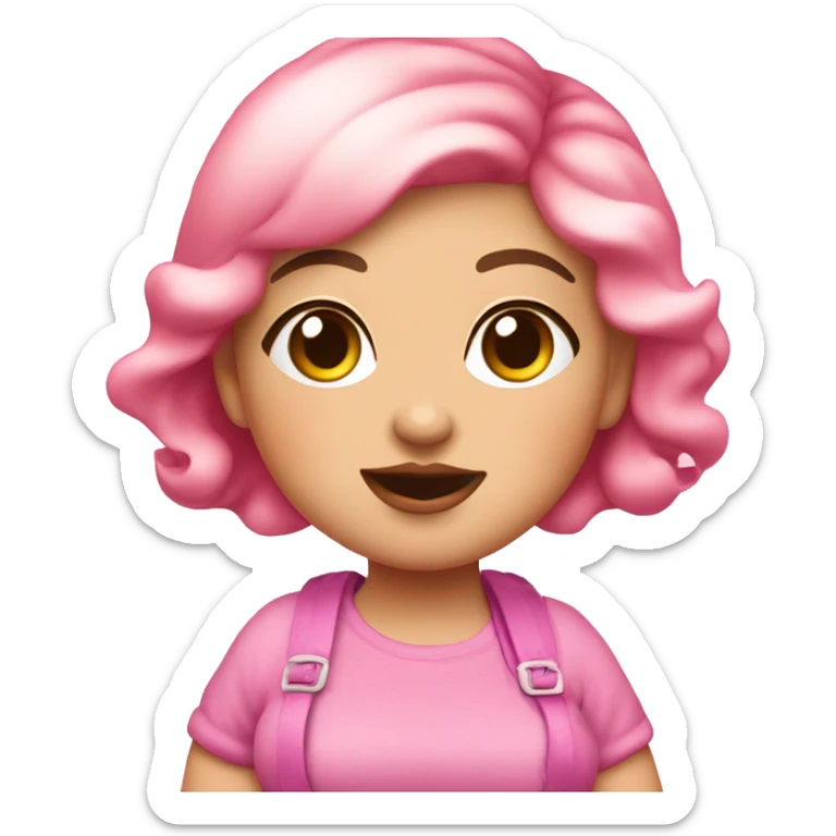 pink cute chubby cheeky girl that loves fashion and everything nice that can be use as a logo sticker