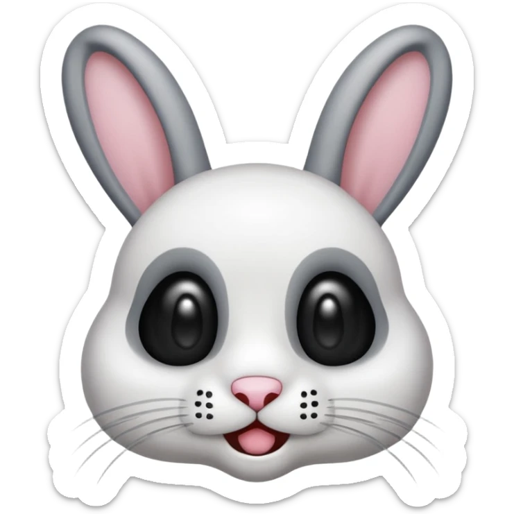 emoji d'une tête de lapin squelette noire qui dit bonjour de la main sticker