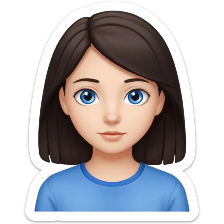 Une fille ado avec les cheveux brun foncé,la peau claire et les yeux bleu grsi sticker
