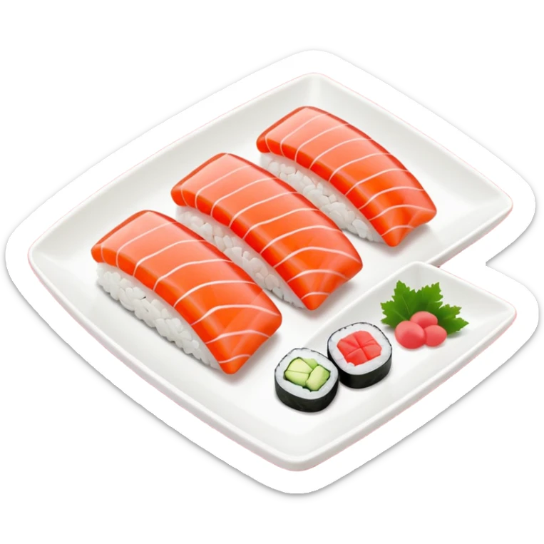 Japanese cuisine humanless avatar in minimalist emoji-style illustration. Sushi , clean lines, red white colors, flat design, calm and modern. sticker
