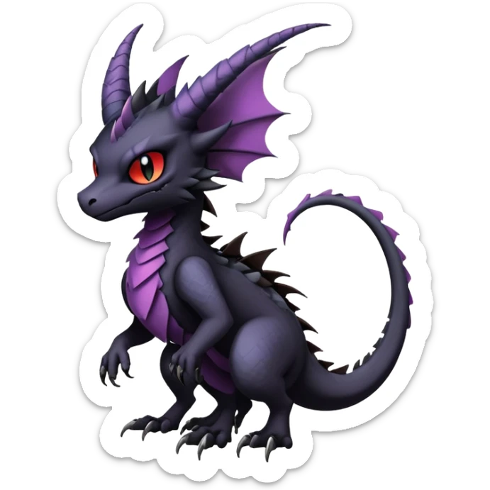 Gothic Badass Edgy Dark Mysterious Mystical Dragon-Beast-Trico-Noivern-Noibat-Fursona sticker