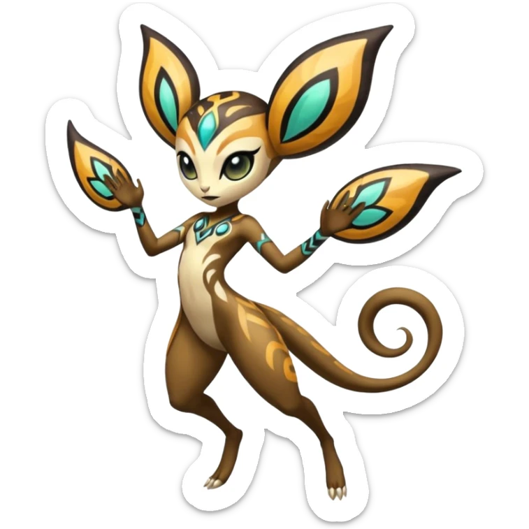 Ancient Tribal Exotic Colorful Tropical Meloetta-Venom-Heliolisk-Helioptile-fusion, full body, tribal markings  sticker