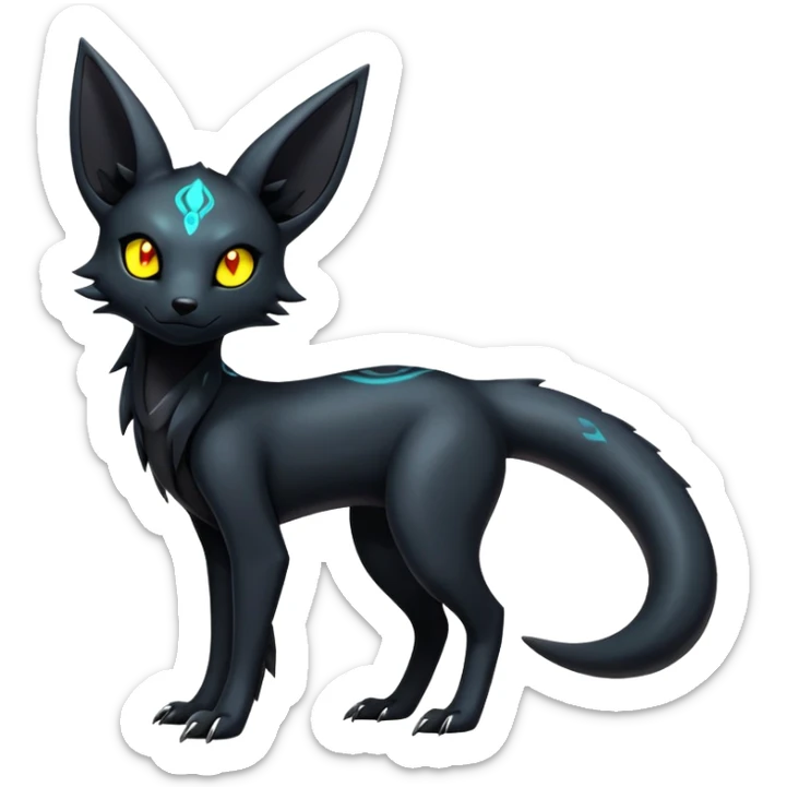 Shiny Dark Edgy Majestic Sophisticated Modern Gothic Gloomy Futuristic Salandit-Umbreon-Delcatty-Hybrid (Full body) sticker