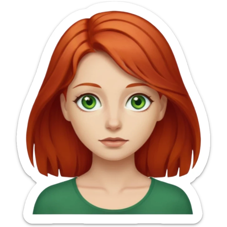 je veux un emoji femme rousse les yeux verts et les cheveux plus longs qu'au épuales sticker