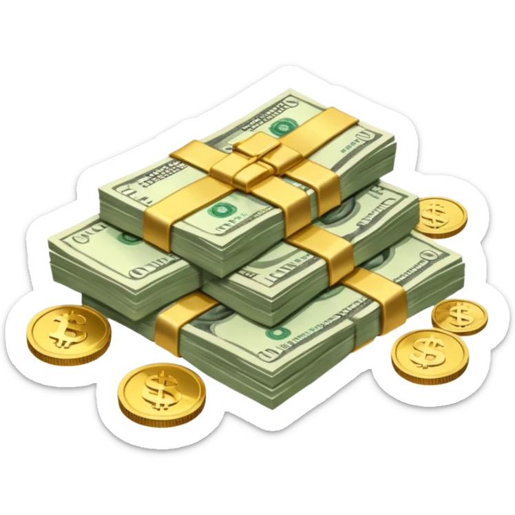 It's an image of money such as coins and bills, but there's only one or two  sticker