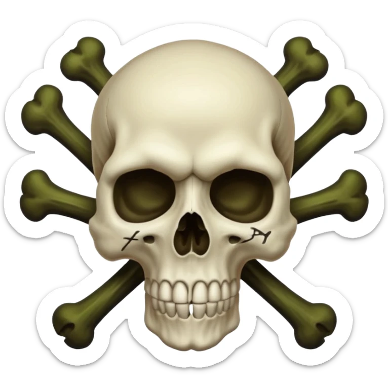 a poisonous cloud of gas, dark swamp color, with an image of a skull and two crossed bones behind the skull sticker