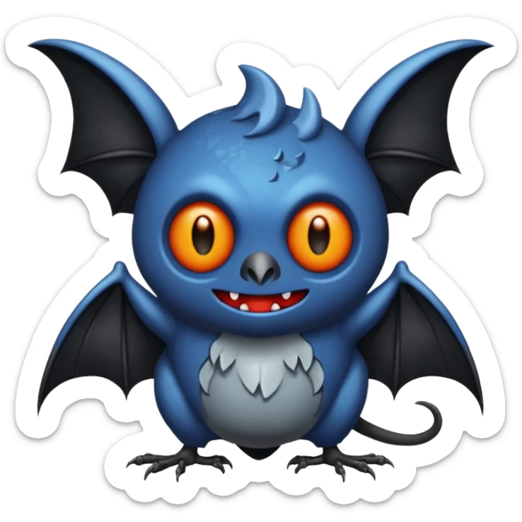 Monstre a corp craquelé fait de lave avec des ailes de chauve-souris et un tête de pierre carbonisé avec une mâchoire carré  sticker