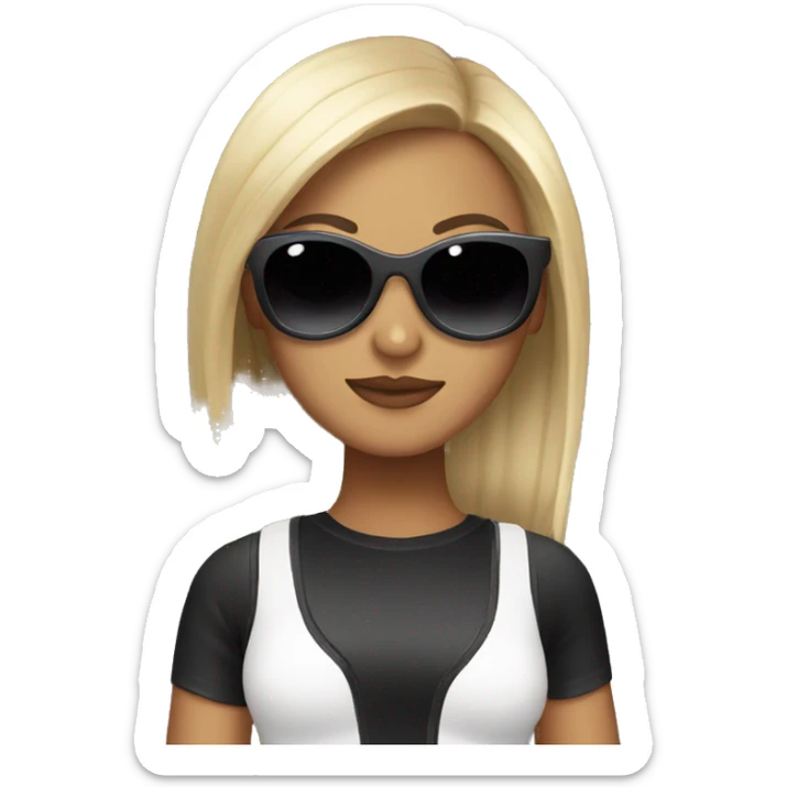 Girl with clubbing outfit sunglasses and fan sticker