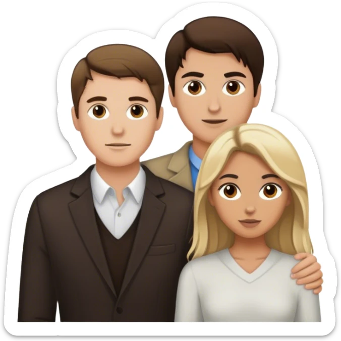 White man dark brown hair tall and short tan girl brown woth blonde hilights hair young couple  sticker