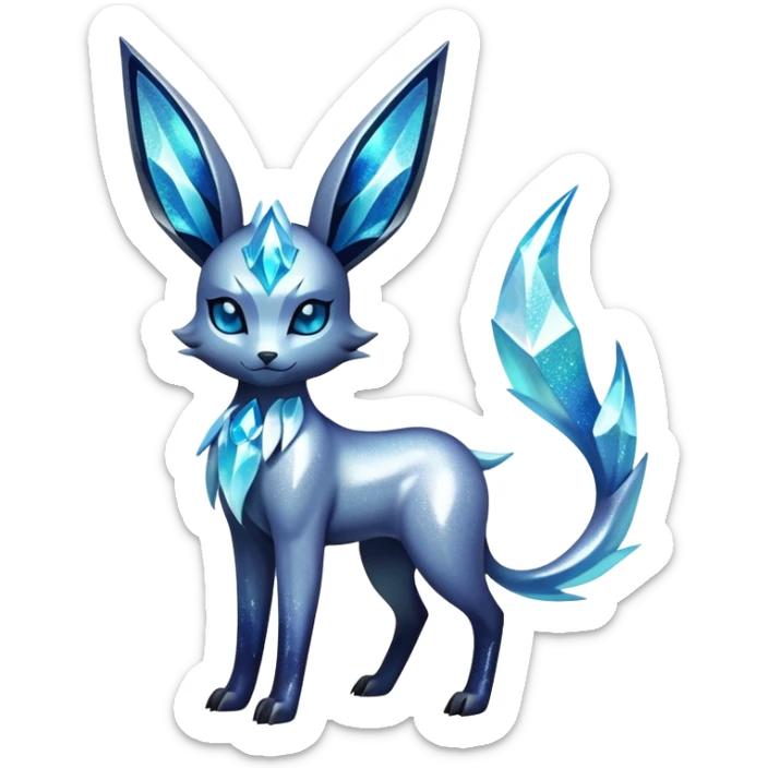 Shiny Edgy Badass Dark Gothic Glittery Ethereal Sparkly Glaceon-Amaura-Aurorus-Fakémon-hybrid-creature (full body)  sticker