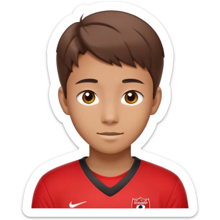 - Nam
- 15 tuổi
- Da vàng
- Tóc nâu, ngắn vuốt chéo bên tráo
- Mặt dài, Cười mỉm, Mắt to
- Áo bóng đá màu đỏ
 sticker