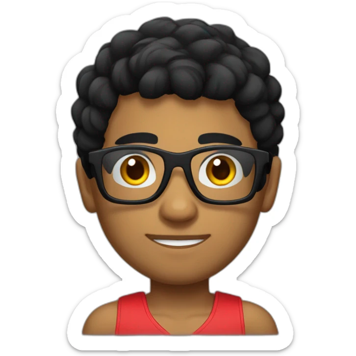 Boy Sri lankan MMA fighter with glases black hair sticker