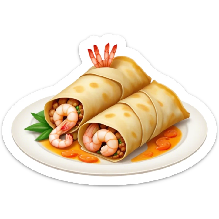 Bánh Xèo Cinematic Realistic Bánh Xèo Dish Emoji, depicted as a crispy, folded crepe filled with shrimp and pork, rendered with dynamic textures and vibrant, appetizing lighting. sticker