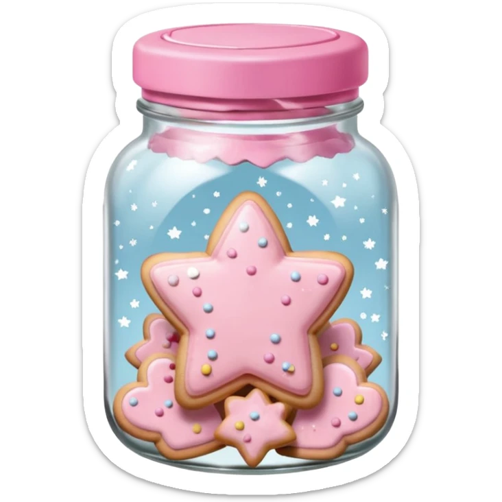 pastel pink christmas cookies in different shapes in jar with pink lid  sticker