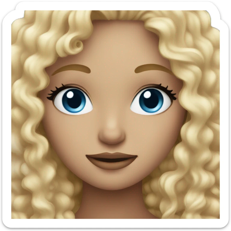 beautiful girl with curly blonde hair and blue eyes sticker