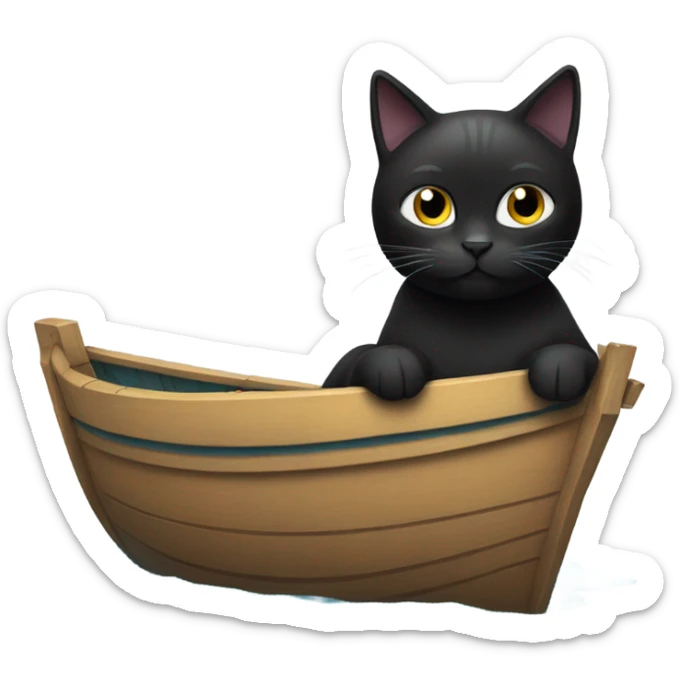 Black cat in a boat  sticker