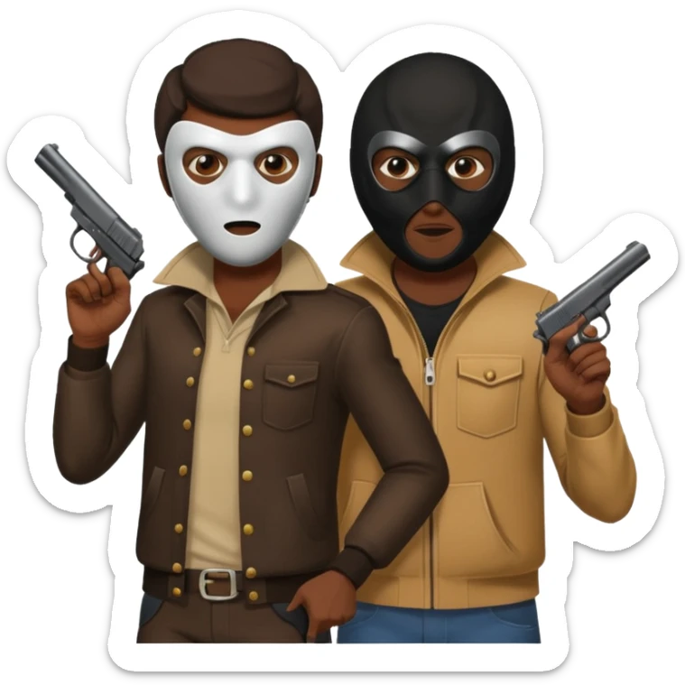 Chicago savage standing over his opposition pointing his gun and put one of those old 1970 burglary shisty mask sticker