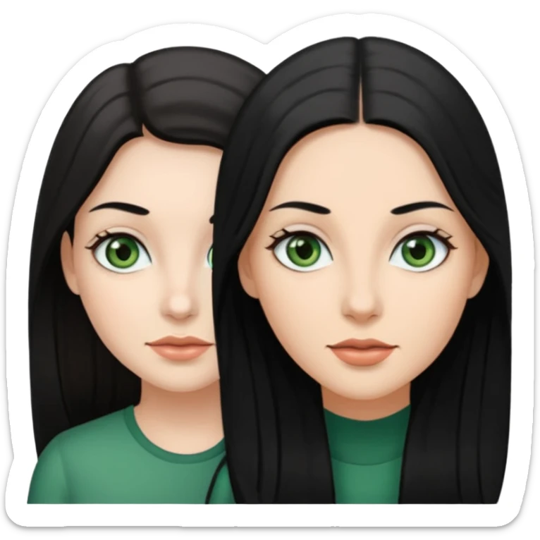 enemies chico pelo negro ojos grises chica pelo castaño largo ojos verdes sticker