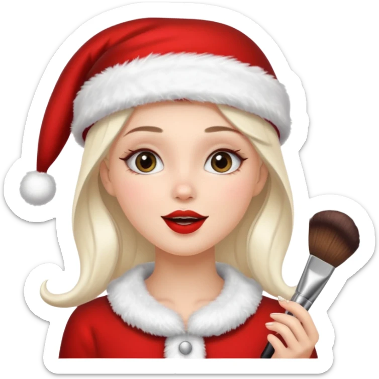 clean and vanilla girl who loves cosmetics and fashion with santa claus hat like holiday mood sticker