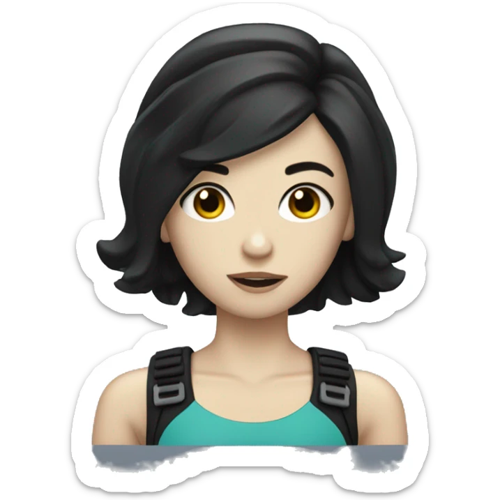 scuba diver with black hair black eyes and pale skin and slightly wavy hair sticker
