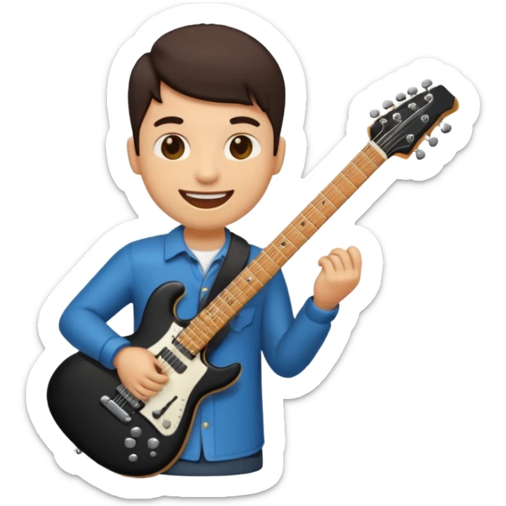 🙂 bu emojinin elinde eloktronik gitar olsun elektronik gitar siyah olsun sticker