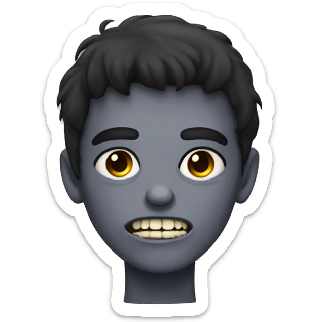 teen white boy zombie with dark hair and dark eyes sticker