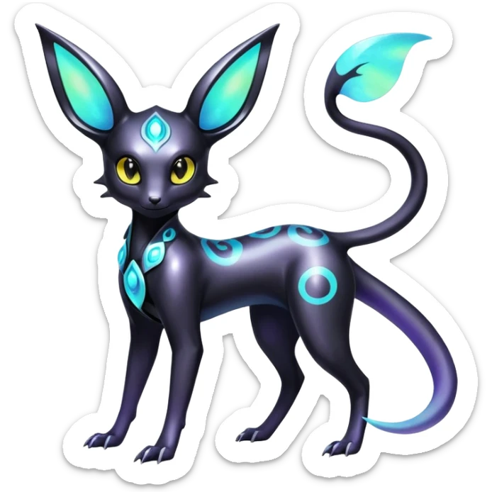 Shiny Ethereal Celestial Futuristic Modern Cyber-Salandit-Umbreon-Espeon-Hybrid (Full body) sticker