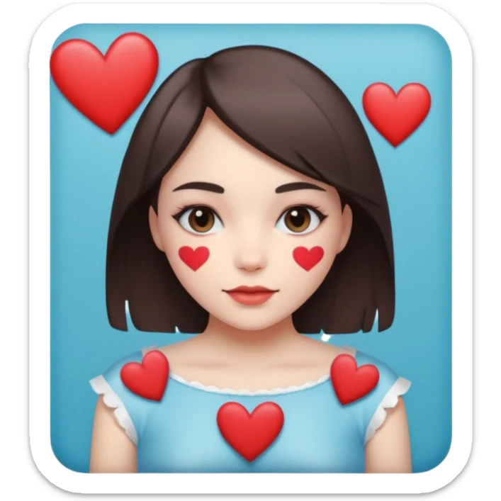 polaroid picture of a girl with hearts on it, taped up sticker