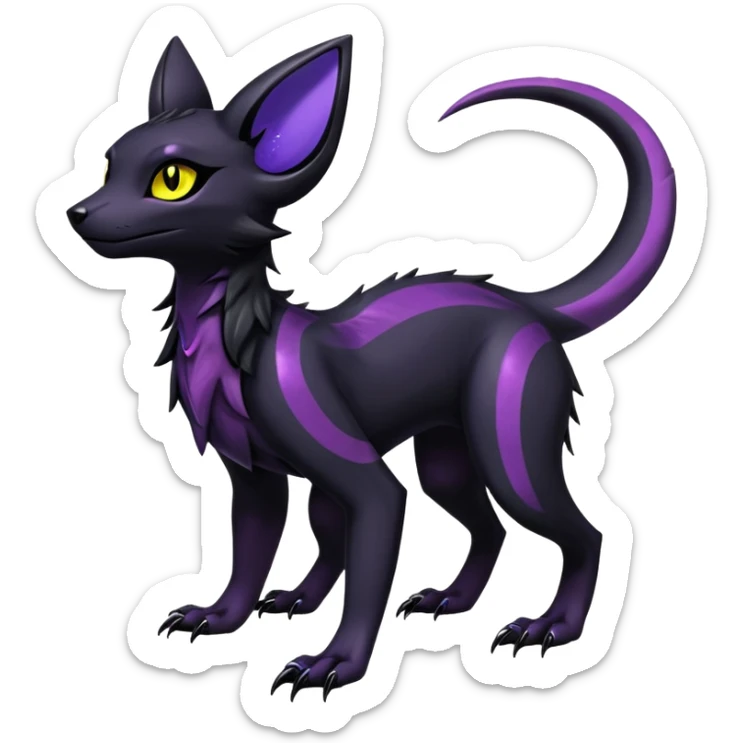 Shiny Dark Edgy Majestic Sophisticated Modern Gothic Gloomy Futuristic Salandit-Umbreon-Delcatty-Hybrid (Full body) sticker