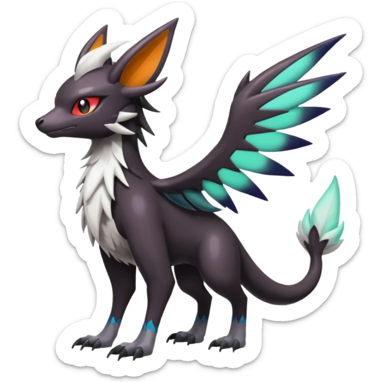 Shiny Cute Noivern-Mightyena-Silvally-Fakémon-hybrid-creature (full body)  sticker