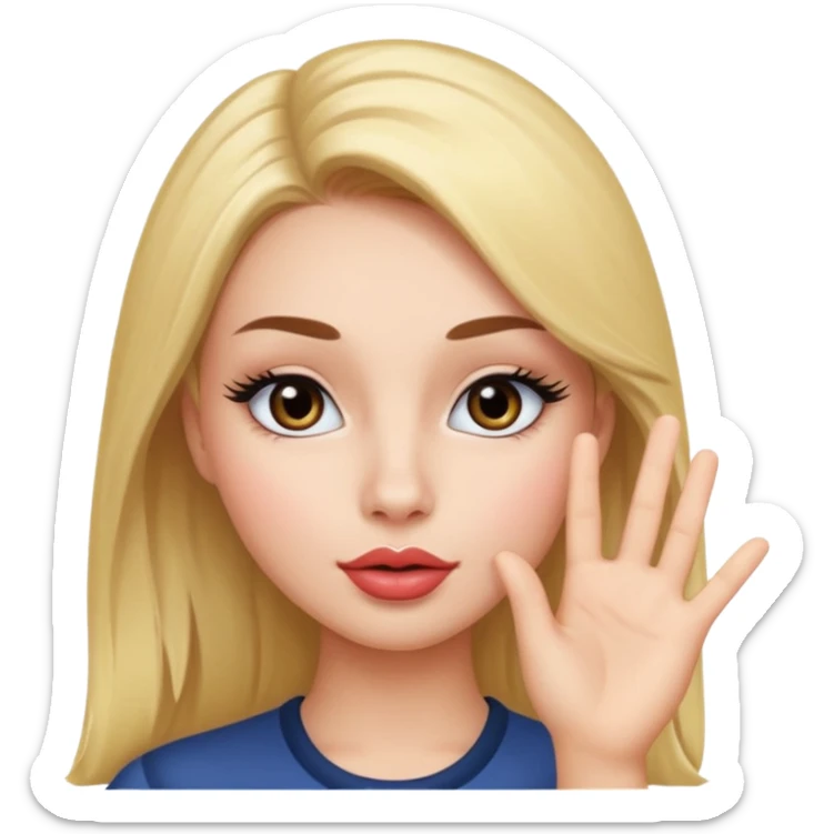 Girl with duck lips and hand up by her head like she said “I know that’s right” with eyelashes sticker