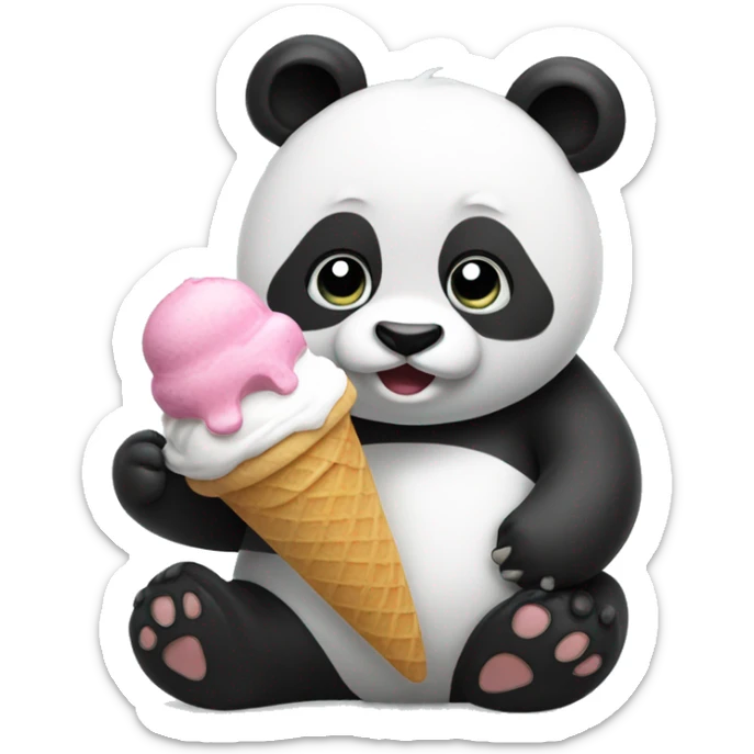 Panda eating ice cream sticker
