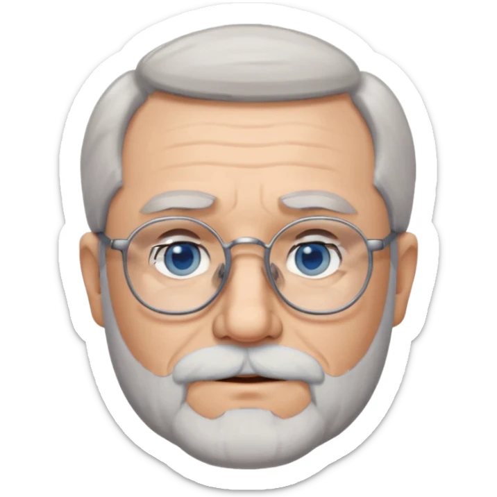 Create me an emoji of an old man. Gray short size hair. Gray beard. Glasses. Blue eyes sticker