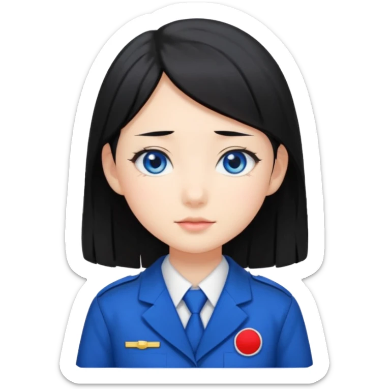 japanese schoolgirl with black hair and blue eyes sticker