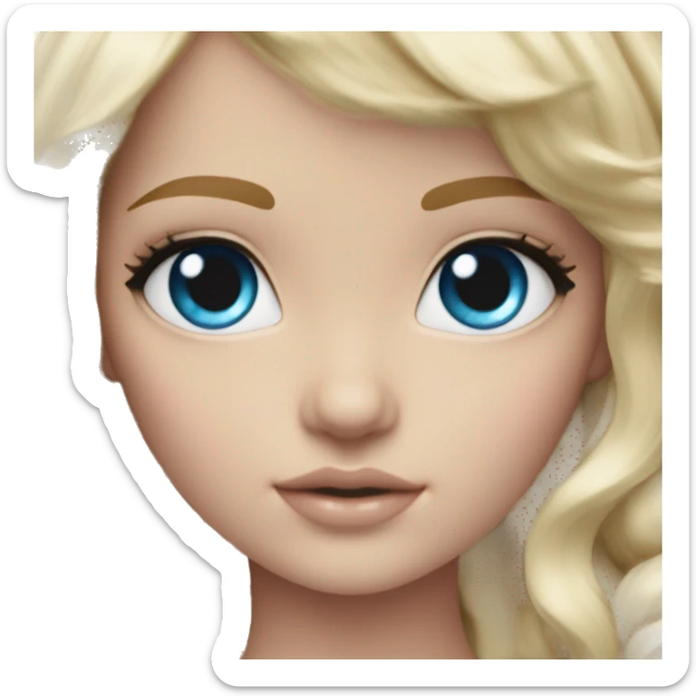 ocean blue doll eyes, blonde hair, feminine, pink, girl, angelic sticker