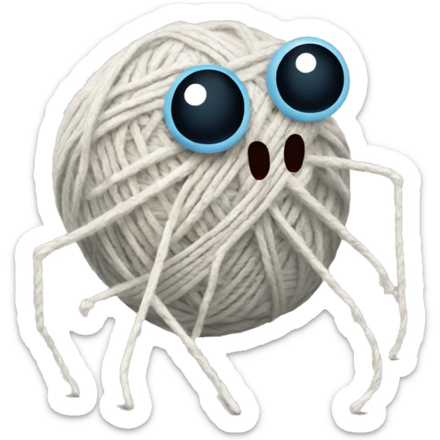spider holding a ball of yarn and knitting needles sticker