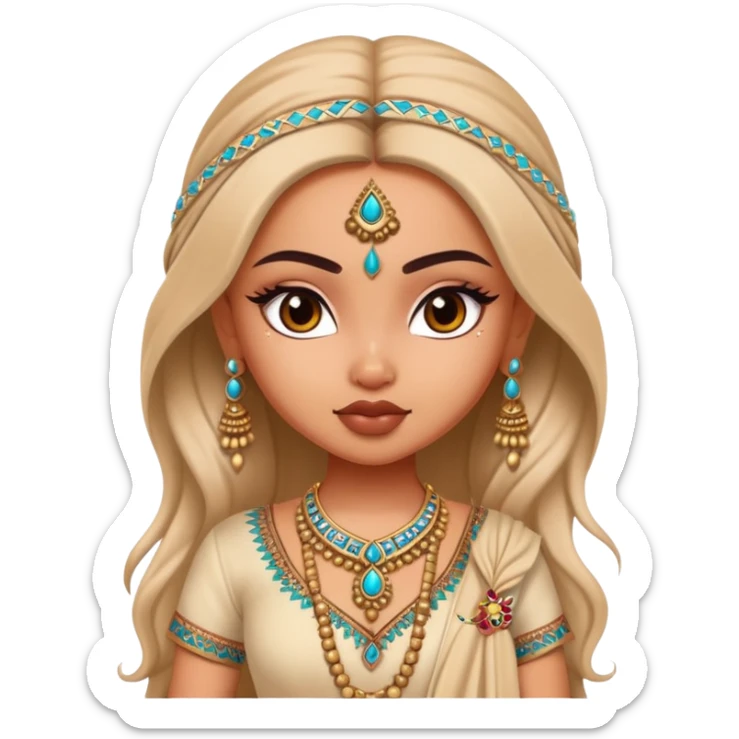 pretty bratz indian baddie asian, desi clothes hair sticker