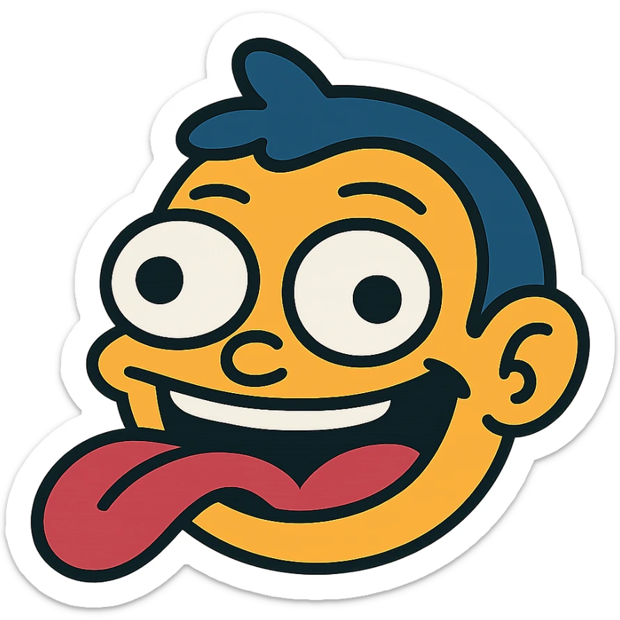 Tung Tung sahur brainrot, silly face, meme energy, bold lines, cartoon style sticker