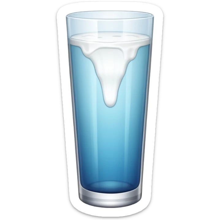 the drink is white, The bottom and mouth of the glass are the same width and thin a toll, There is only white liquid inside,photo realistic sticker