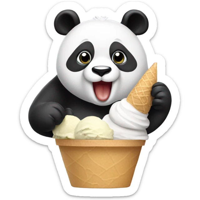 Panda eating ice cream sticker