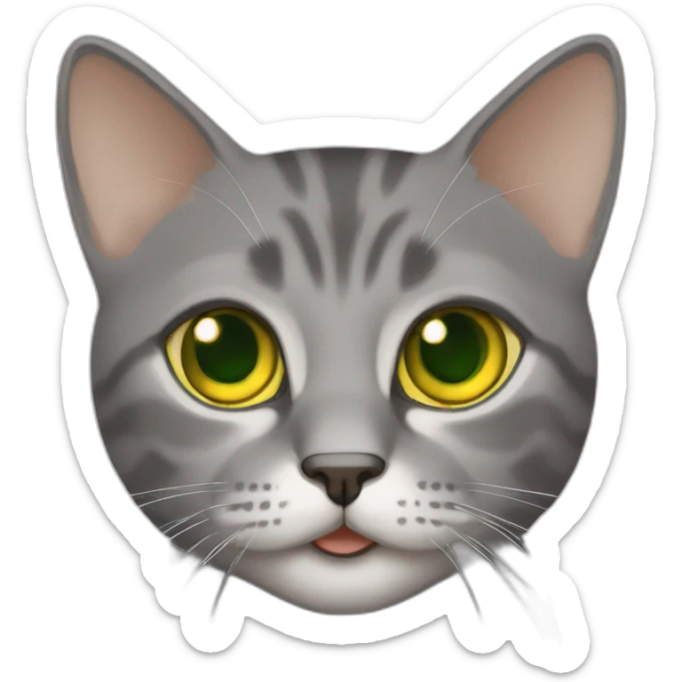 American short hair cat rubby- gray hair-yellow green eyes sticker