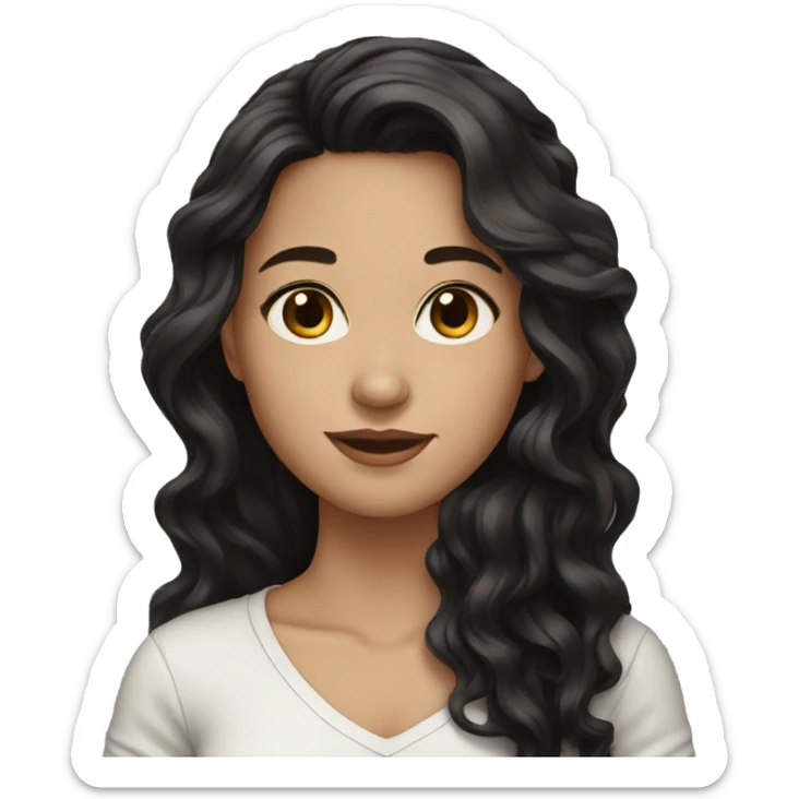 brunette girl long black wavy hair sticker