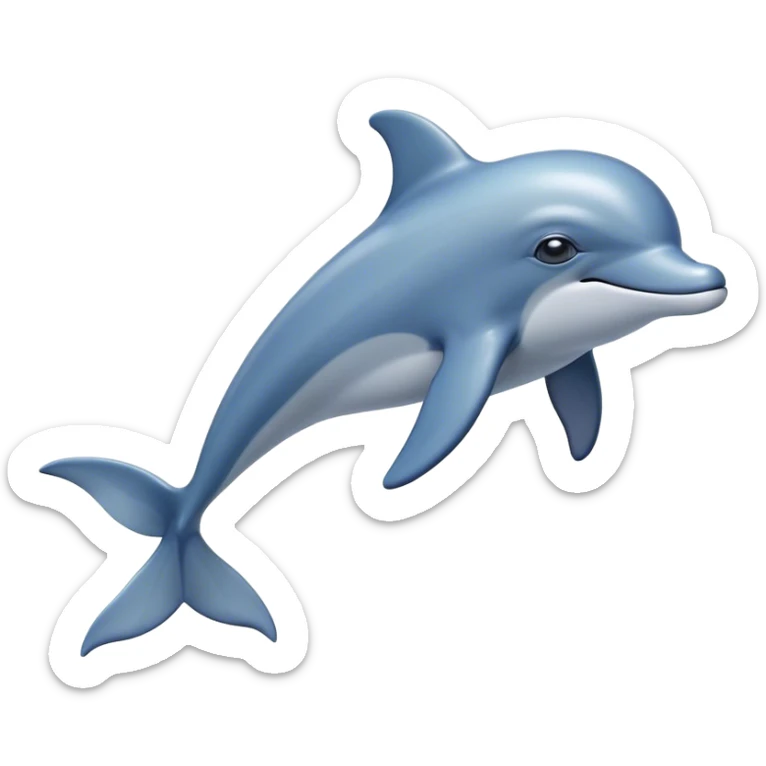 Cinematic Noble Dolphin Portrait Emoji, Poised and graceful, with a sleek, streamlined body of smooth, silvery-blue skin and a gentle, arched dorsal fin, deep, soulful eyes exuding intelligence, Simplified yet sharp and sophisticated features, highly detailed, glowing with a soft, aquatic luminescence, high shine, intelligent and elegant, stylized with an air of oceanic majesty, focused and fluid, soft glowing outline, capturing the essence of a watchful and confident marine guardian that seems ready to leap out of the screen with effortless authority! sticker