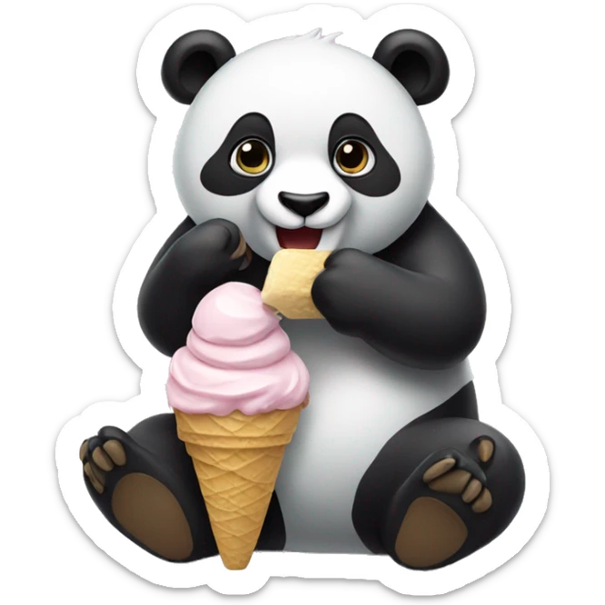 Panda eating ice cream sticker