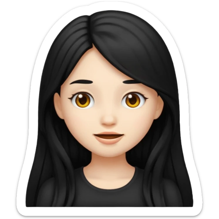 Emoji chica cabello negro largo  sticker