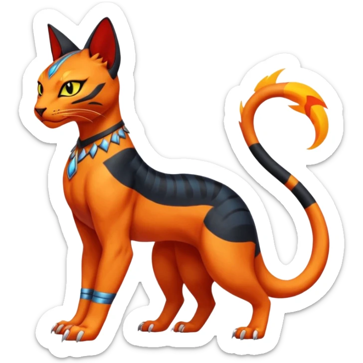 Salandit-Torracat-Bastet-Fakémon-hybrid-creature (full body)  sticker