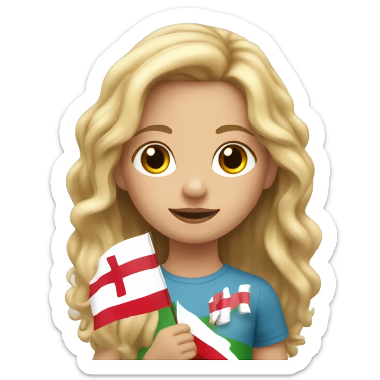 Mädchen mit naturblonden Haaren und einer Dänemark Flagge in der Hand  sticker