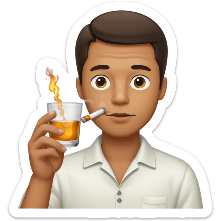 Man smoking from glass pong , the pong in his mouth (like this pong ⚗️) sticker