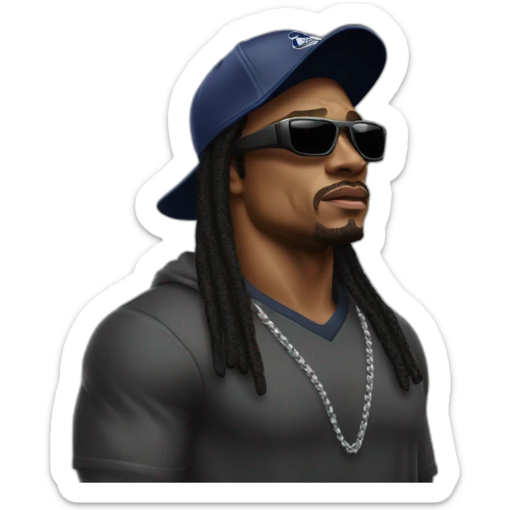 marshawn lynch wearing sunglasses and a hat saying I'm just here so I dont get fined sticker