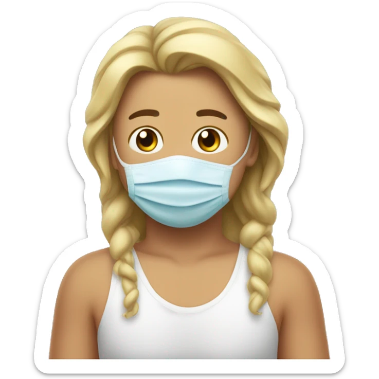 emoji qui porte un masque quu rit et derrière il pleure sticker